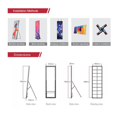 নমনীয় HD ডিজিটাল P1.9 LED পোস্টার ডিসপ্লে জলরোধী 2880hz রিফ্রেশ রেট
